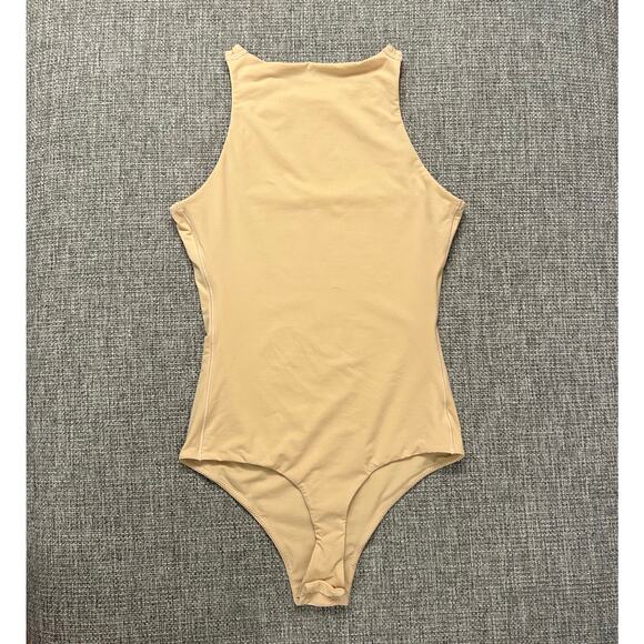 Skims Fits Everybody High Neck Thong Bodysuit Sand Beige Size XS Nude Shapewear - Picture 14 of 14
